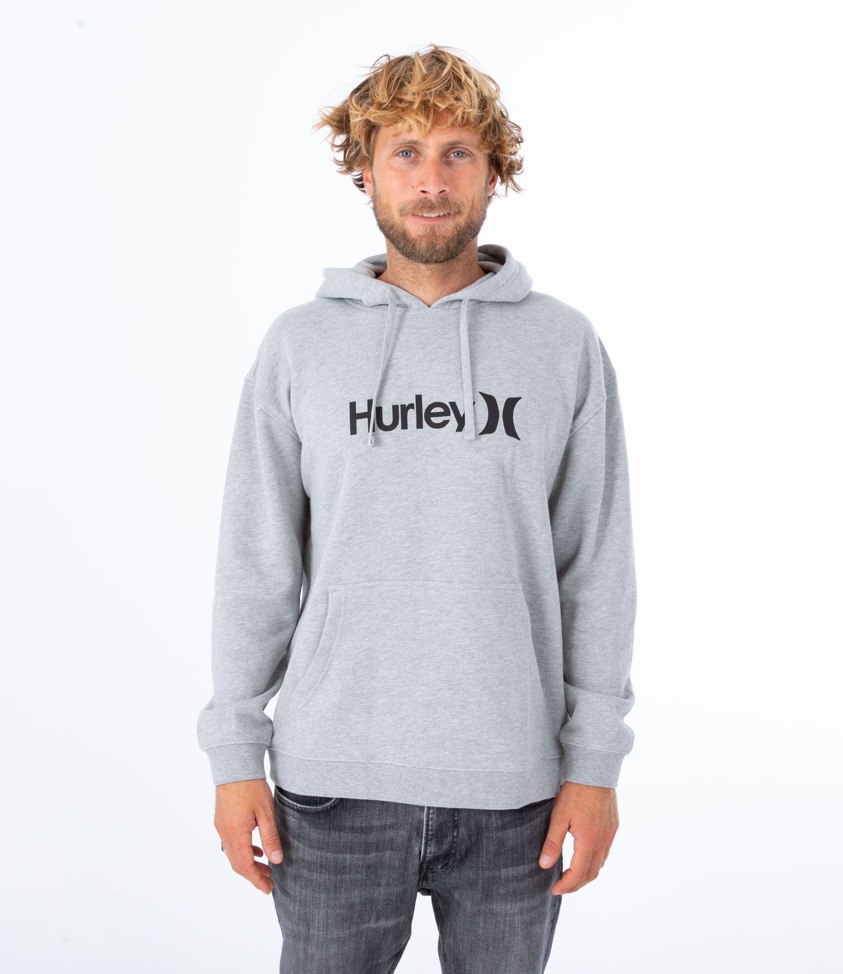 Sweat à Capuche Homme Hurley One & Only En Polaire - Gris Clair Bruyère, Neuf Avec étiquettes, à Cordon Et Poches - Confort Toutes Saisons