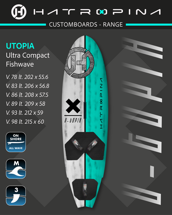 Tabla Hatropina Custom Board - U-TOPIA WAVE 87LT- Ultra Compact Fish Thruster 