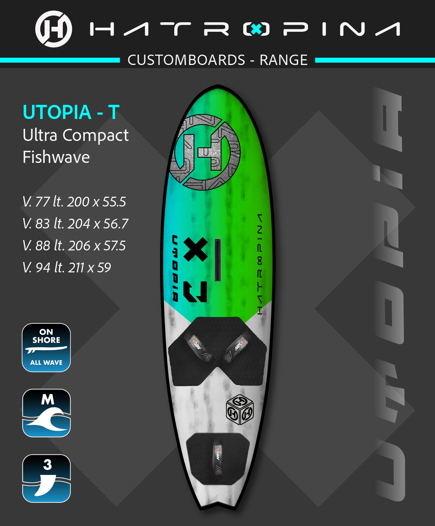 Tavola Hatropina Custom Board "U-TOPIA WAVE" Ultra Compact Fish Thruster